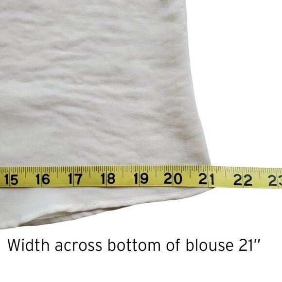 Zara Silk Organza Blouse Ruffle Front Sheer 3/4 Sleeve Cream Fairy Size L - Picture 13 of 16